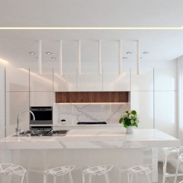 طراحی کابینت آشپزخانه سفید