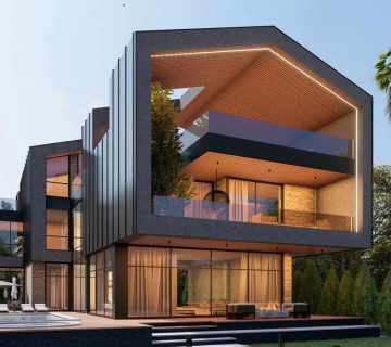 صفحه اصلی 45 ویلای مدرن دوبلکس با نمای تیره و استخر