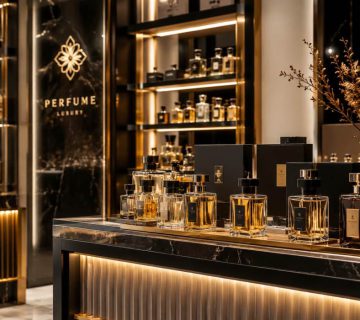 صفحه اصلی 42 فروشگاه عطر لوکس با دکور مشکی طلایی