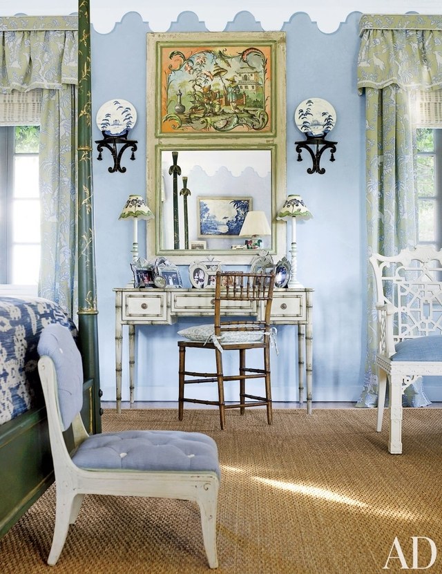 اتاق خواب آبی و سفید